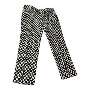 Worthington Women's 10 Pants Geometric Hexagonal Black Beige Pockets Belt Loops